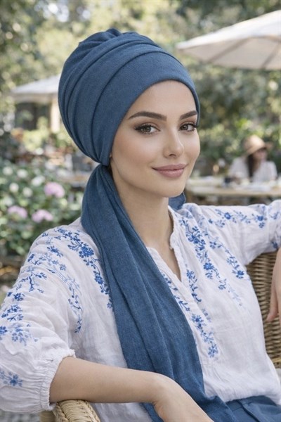 Petrol Mavi Atkılı Bone