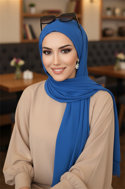 Petrol Mavi Kelebek Bone Şal