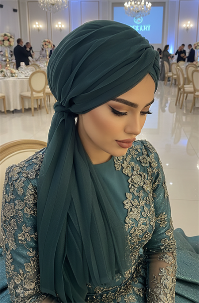 Petrol Mavi Tül Tokalı Bone