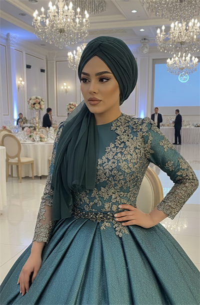 Petrol Mavi Tül Tokalı Bone