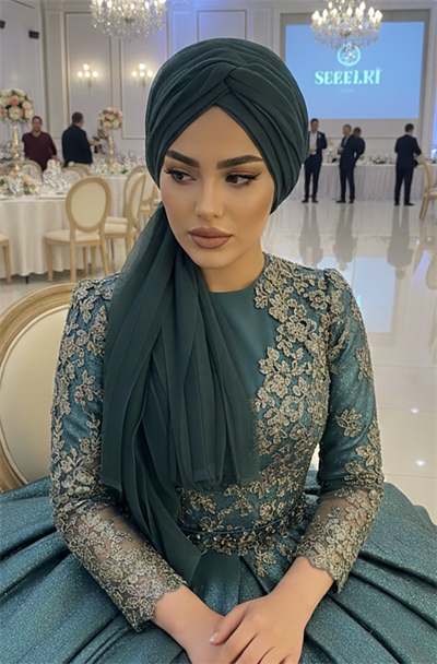 Petrol Mavi Tül Tokalı Bone