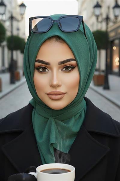 Petrol Yeşili Köpük Hazır Eşarp