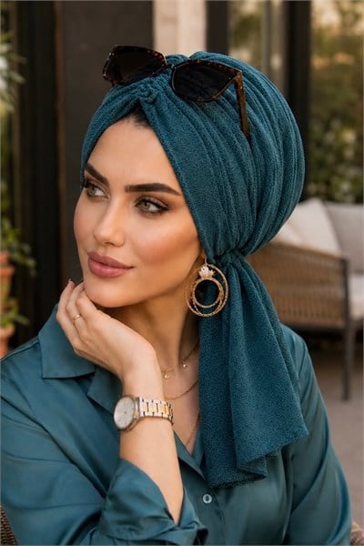 Petrol Yeşili Tokalı Bone