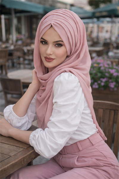 Pudra Büzgülü Hazır Şal