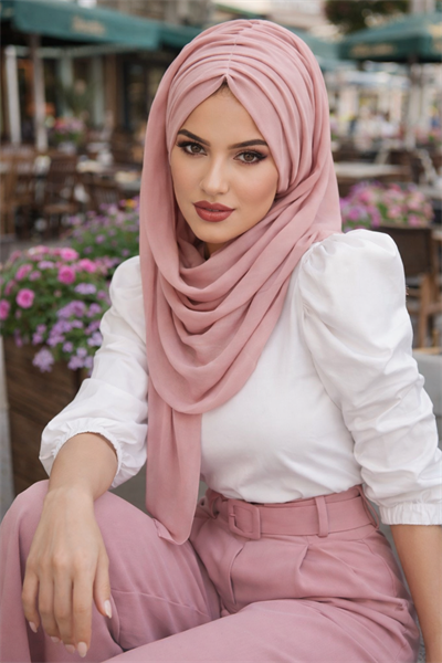 Pudra Büzgülü Hazır Şal