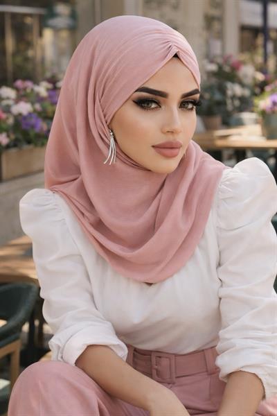 Pudra Büzgülü Hazır Şal Eşarp