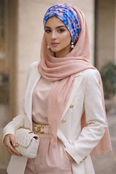 Pudra Çiçek Desen Hazır Şal