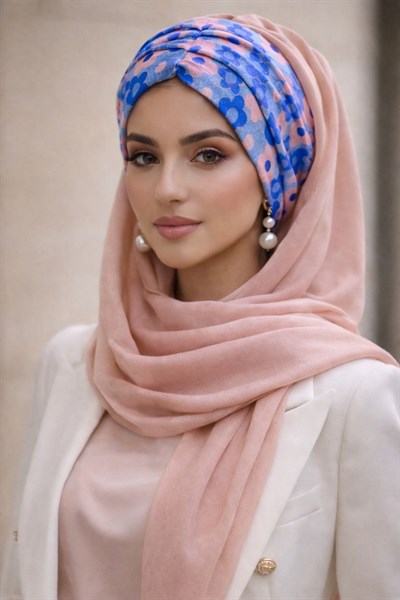 Pudra Çiçek Desen Hazır Şal