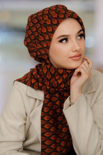 Siyah Taba Desenli Tesettür Bere