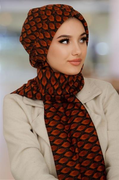 Siyah Taba Desenli Tesettür Bere