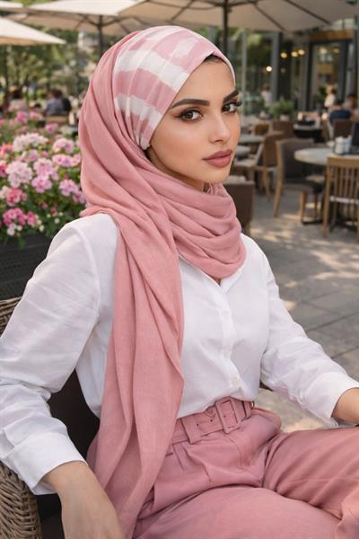 Pudra Desenli Bone Hazır Şal