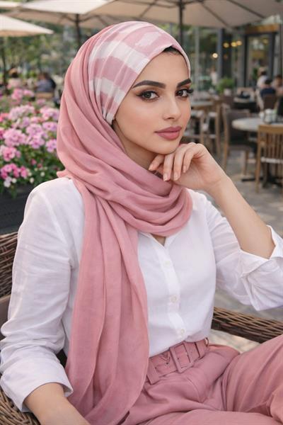 Pudra Desenli Bone Hazır Şal