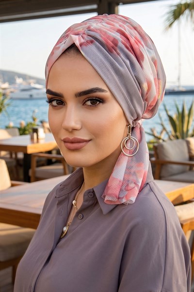 Pudra Gri Desenli Tokalı Bone