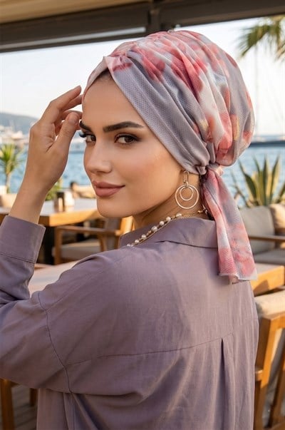 Pudra Gri Desenli Tokalı Bone