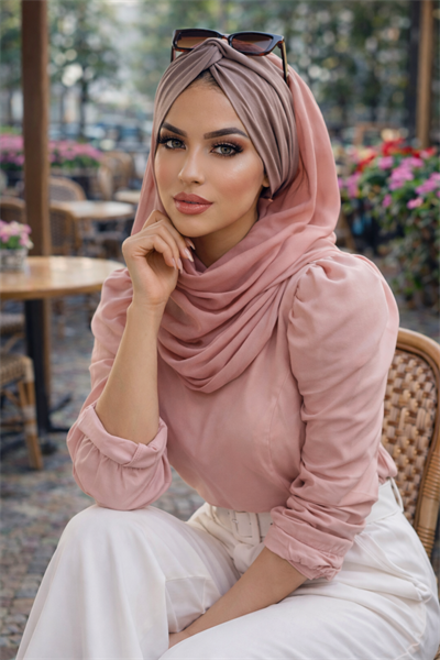 Pudra Vizon Burgu Hazır Şal