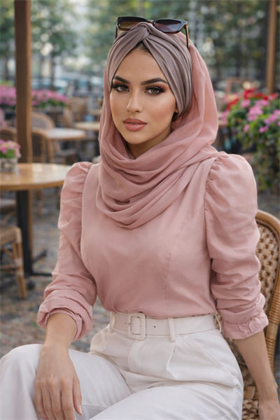 Pudra Vizon Burgu Hazır Şal