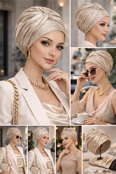 Rose Gold Piliseli Burgu Detaylı Bone