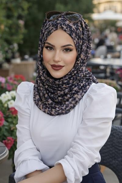 Siyah Batik Desen Piliseli Hazır Şal