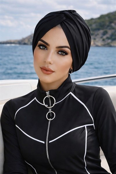 Siyah Burgu Model Hazır Deniz - Havuz Bonesi