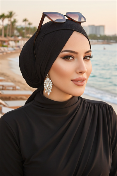 Siyah Çapraz Deniz - Havuz Bonesi