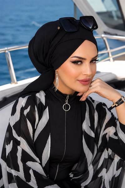 Siyah Çapraz Deniz - Havuz Bonesi