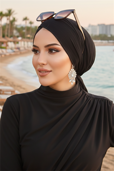 Siyah Çapraz Deniz - Havuz Bonesi