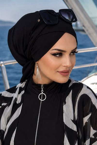 Siyah Çapraz Deniz - Havuz Bonesi