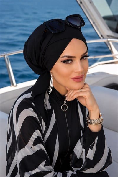 Siyah Çapraz Deniz - Havuz Bonesi