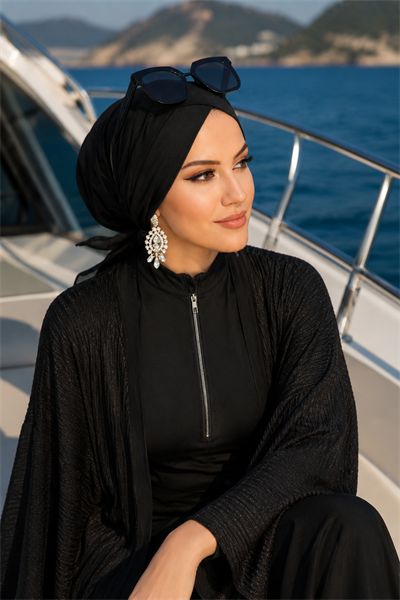 Siyah Çapraz Deniz - Havuz Bonesi
