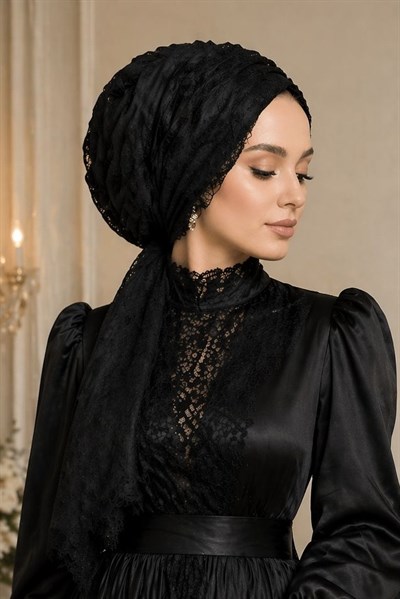 Siyah Dantel Tokalı Bone