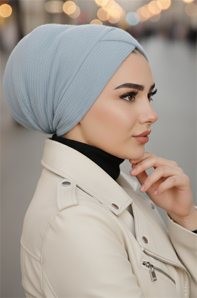 Bebe Mavi Yumoş KIşlık Çapraz Bone