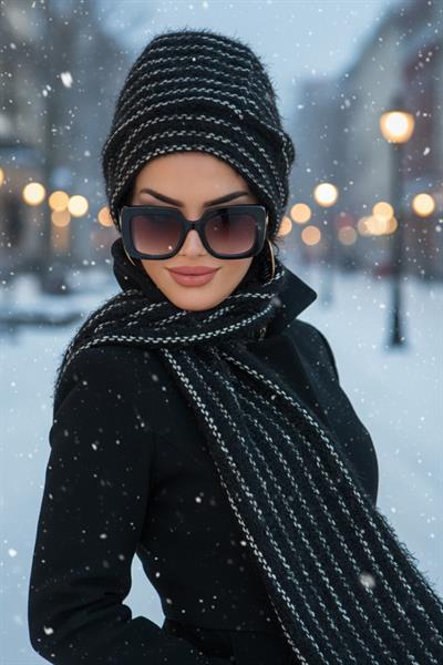 Siyah Desenli Tesettür Bere