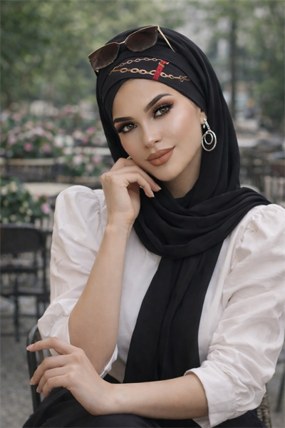 Siyah Drapeli Hazır Şal - 50501