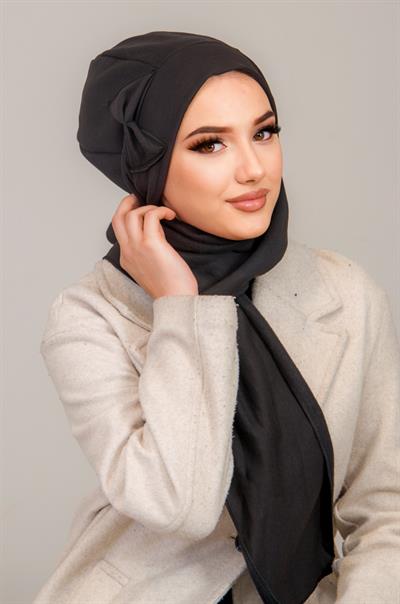 Siyah Fiyonklu Tesettür Bere