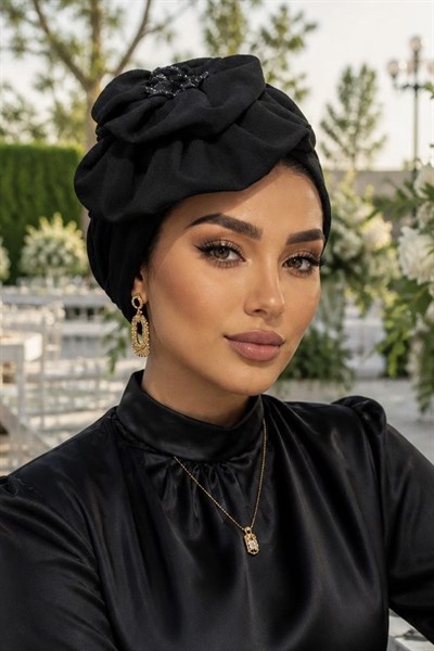 Siyah Fransız Hazır Abiye Şapka