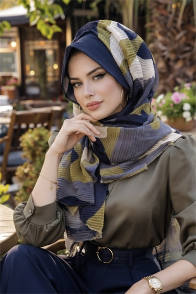 Siyah Haki Kamuflaj Pilise Şapkalı Şal