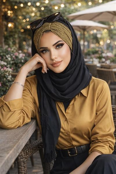 Siyah Hardal Kışlık Hazır Şal