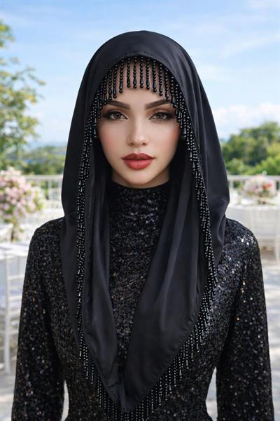 Siyah İnci Sarkaçlı Abiye Başlık