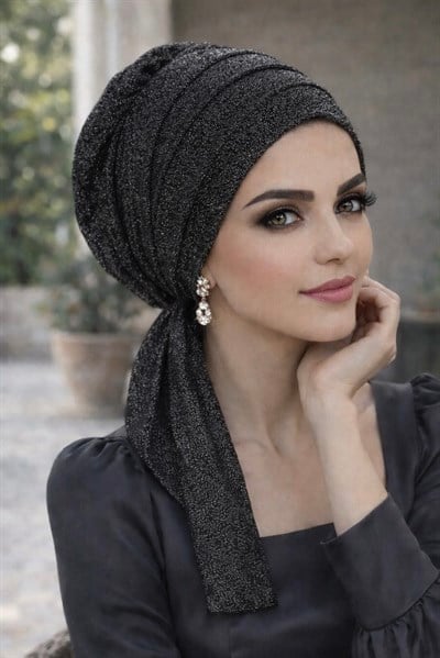 Antrasit Işıltılı Atkılı Bone