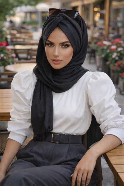 Siyah Kırçıllı Gri Burgu Hazır Şal