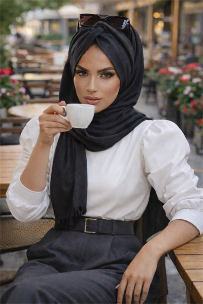 Siyah Kırçıllı Gri Burgu Hazır Şal