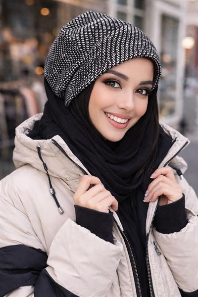 Siyah Kırçıllı Tesettür Bere