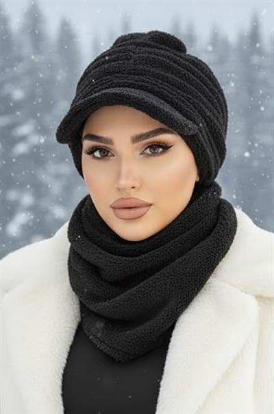 Siyah Kürk Şapka ve Etol Takım