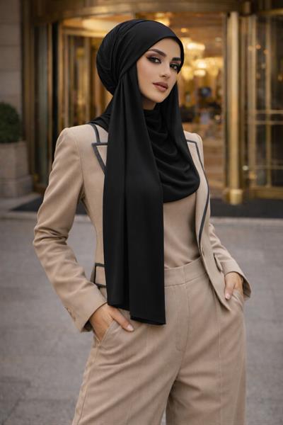 Siyah Bone Şal/ Yarım Tunik/ Boğazlı Panço