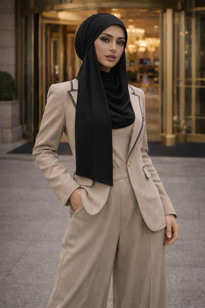 Siyah Bone Şal/ Yarım Tunik/ Boğazlı Panço