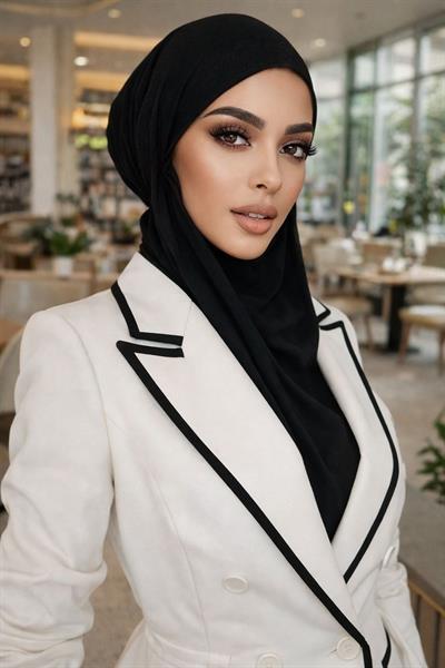 Siyah Mevsimlik Kullanıma Uygun Kelebek Bone Şal (likralı krep kumaştır)