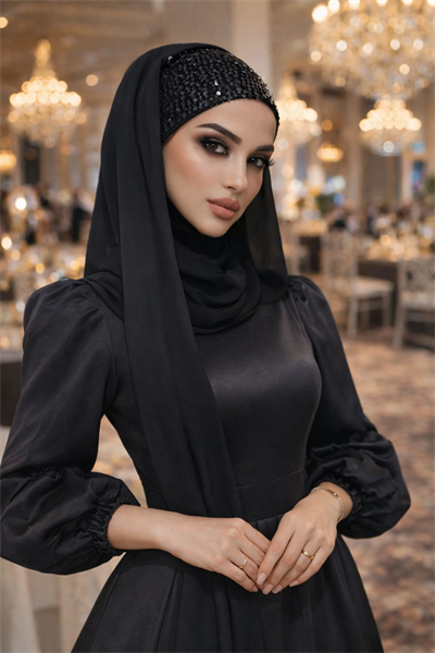 Siyah Pul Payetli Abiye Şal