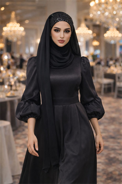 Siyah Pul Payetli Abiye Şal