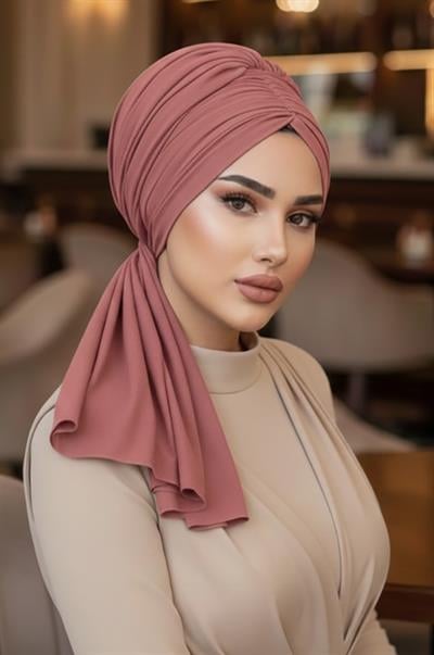 Koyu Pudra Tokalı Abiye Bone Şal / Hazır Duvak