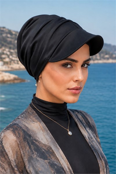 Siyah Tesettür Şapka Bone